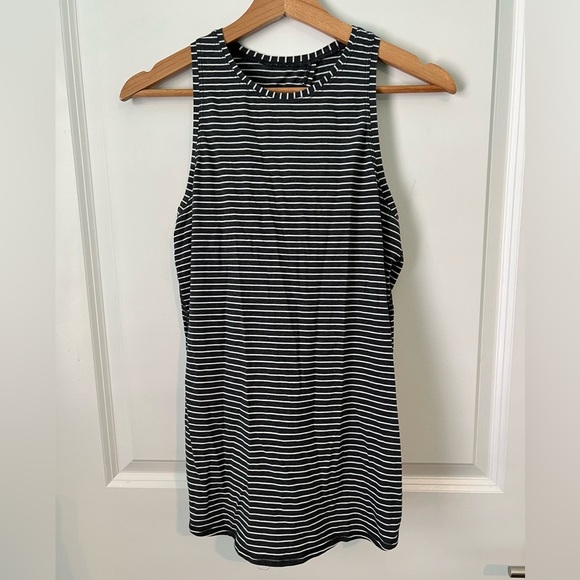 Lululemon Striped All Tied Up Open Back Sleeveless Tank Top Stretch Gray Small - Picture 4 of 6